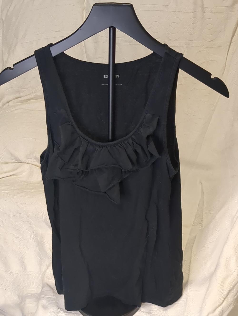 Express Black Ruffle Scoop Tank